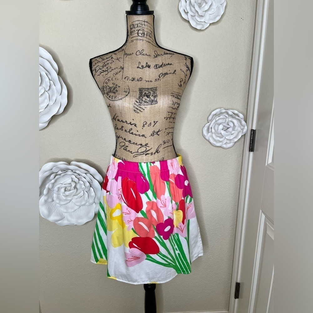 Lilly Pulitzer Briar Skirt Lavish Lillies Floral Cotton A-Line Lined Size L